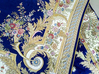 Tapis d'aubusson bleu de Style européen et français, motif Floral, en soie, fait à la main, 6x9, 1 pièce