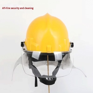 Casque de pompier jaune avec visière transparente et protection du cou, construction en fibre de verre durable pour les incendies de classe A et B - Product Image 3