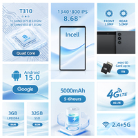 Tablette Android 8 pouces Wi-Fi 4G LTE 3 Go 32 Go/ 3 Go 16 Go Tablette Quad Core