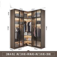 Armoire-Penderie d'Angle en L en Bois INS avec Lumières LED et Portes en Verre pour Chambre à Coucher