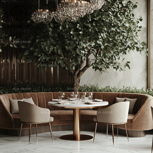 Ensembles de meubles d'hôtel de <span class=keywords><strong>restaurant</strong></span> commercial de luxe haut de gamme sièges de stand en velours à personnalisation royale cafés en marbre durables - Product Image 6