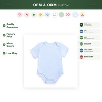 Individuelles Logo Kurzarm-Babybody Unisex Bio-Baumwolle Umschlagkragen Gestreifter Baby-Strampler Neugeborenen-Kleidung