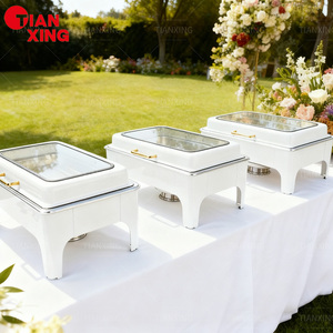 TIANXING - Juego de Calentador de Comida Tipo Buffet de Acero Inoxidable con Capacidad para 9 Litros, Funciona con Combustible, para Uso en Hoteles, Fiestas y Catering, en Color Blanco - Product Image 1