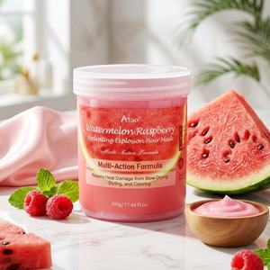 <span class=keywords><strong>Masque</strong></span> Capillaire Professionnel Réparateur Pastèque Framboise Acide Hyaluronique Hydratant Réparateur Verrouillage de l'Humidité Revitalisant - Product Image 1