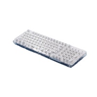 Clavier et souris sans fil transparents bleu glace Z99 pour filles, avec rétroéclairage cristallin, pour une utilisation silencieuse au bureau
