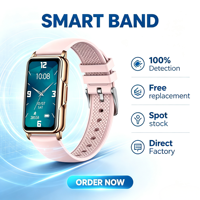 Gelang Pintar Wanita H80 Stylish, Layar HD 1,47 inci, Detektor Detak Jantung dan SpO2, Casing Paduan Logam Rose Gold, SmartBand untuk Penggunaan Sehari-hari bagi Wanita