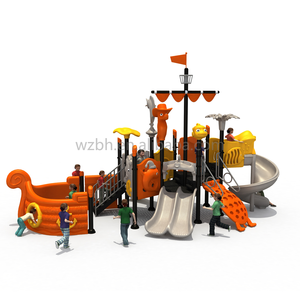 Ensemble de terrain de jeu extérieur BaiHe avec pont de corde de glissière de bateau pirate pour enfants en plastique durable pour les arrière-cours - Product Image 1