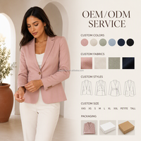 Blazer pour femme Yegao, vente en gros directe usine, à bouton unique, col châle, poches à rabat, longueur hanches, vêtement de travail, rose poudré