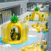 Sculpture interactive personnalisée en fibre de verre sur le thème des fruits d'été (ananas, citron) pour centre commercial, décoration de place publique