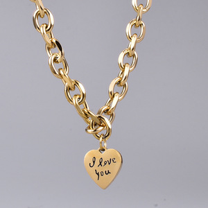 Collana con ciondolo a catena in acciaio inossidabile personalizzata per donna placcato oro <span class=keywords><strong>gioielli</strong></span> per amanti alla moda per regali di anniversario - Product Image 5