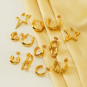 Pendientes de Acero Inoxidable con Diseño Geométrico 2025, Chapados en Oro de 18K, Hipoalergénicos, Regalo de San Valentín a la Moda - Product Image 1