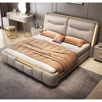 Cadre de lit double King-Size en cuir et bois, moderne, luxueux, écologique, durable, réglable et inclinable, pour chambre à coucher