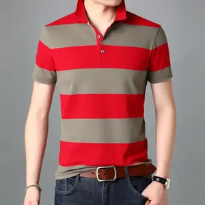 summer fashion design 100% cotton wholesale custom design logo men stripe polo t shirt