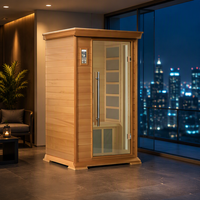 Sauna infrarouge lointain commercial moderne pour 2 personnes SS-100M en bois de pruche avec chauffage en fibre de carbone à faible EMF et filtre de refroidissement