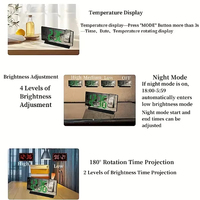 Réveil numérique multifonctionnel intelligent à LED pour chambre à coucher Bureau Projection grand écran et mouvement électronique Style bois