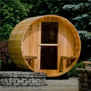 Casa moderna della stanza di Sauna del riscaldatore a vapore di legno di pino del carbonio a forma di botte a infrarossi