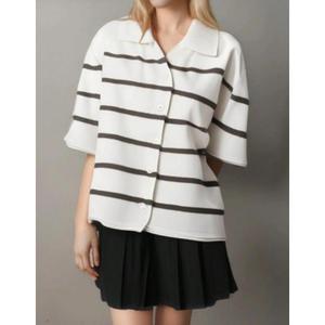 สเวตเตอร์คาร์ดิแกนถักติดกระดุมสำหรับผู้หญิงเสื้อสเวตเตอร์แฟชั่นแขนสั้นม้วนลำลอง2025ฤดูใบไม้ผลิฤดูร้อน - Product Image 3