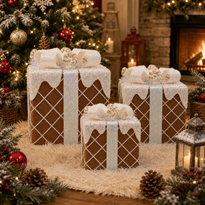 Articoli di Tendenza per Natale, Decorazioni di Alta Qualità, Nuovo Set Regalo in Colore Marrone, Tema Caramelle per Interni Casa, Fornitore Natalizio - Product Image 1