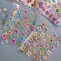 5D Geprägte Blüten-Gelee-Blumen Schleifenband Nagelkunst-Aufkleber Rosa Kristall-Lilien Blumen-Nageldekor Gold-Liner Nagelaufkleber