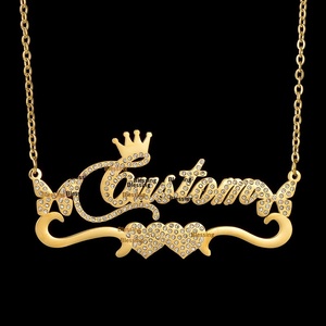 Collar con Colgante <span class=keywords><strong>de</strong></span> Corazón con Nombre Personalizado en Acero Inoxidable Chapado en <span class=keywords><strong>Oro</strong></span> <span class=keywords><strong>de</strong></span> 18K, Estilo HipHop, Sin Deslustre, con Diamantes, Certificación CE, Regalo <span class=keywords><strong>de</strong></span> Aniversario - Product Image 2