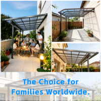 Auvent de balcon extérieur en polycarbonate avec structure en aluminium, résistant aux intempéries, avec auvent imperméable