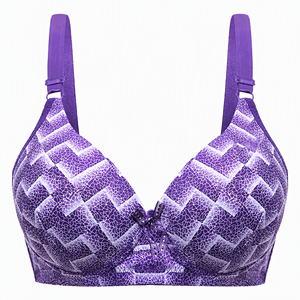 <b>Elite</b> Geometric Jacquard Push-Up Bra - Royal Purple Seamless Underwire Support & Breathable Soft Cups for Professional Fitness - Product Image 4
