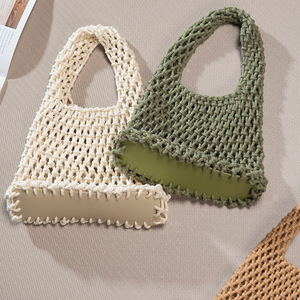 <span class=keywords><strong>Sac</strong></span> à main en <span class=keywords><strong>crochet</strong></span> métallique avec logo personnalisé, en coton, fait à la main, carré granny, pour femmes, été, plage, voyage - Product Image 4