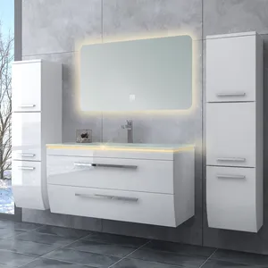 600-1500cm ensemble d'armoires de salle de bain sur pied Carton carré moderne Mobile Bagno Con Due Lavandini armoire à miroir murale