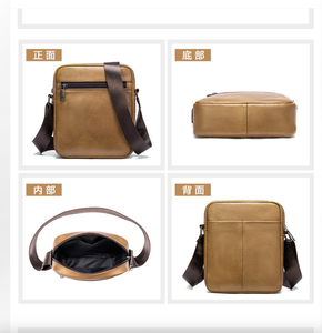 Bolsos cruzados pequeños de cuero genuino de Andong para hombre, bolso de hombro tipo bandolera de moda para hombre, bolso de mano informal para negocios y trabajo. - Product Image 4