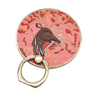 Factory Customizable Deer Portable Handheld Ring Cosmetic Mirror Embossed Color Printed Promotional Mirrors Christmas Gift ANZ
