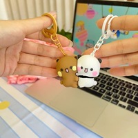 Porte-clés magnétique Kawaii Bubu et Dudu, figurines mignonnes de panda en dessin animé, pendentif pour sac à dos