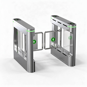 Barrière pivotante ouverte en acier inoxydable avec bras oscillant et indicateur LED, contrôle d'accès pour la sécurité des entrées de gymnases et stades - Product Image 1
