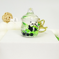 Gantungan Kunci Akrilik Bentuk Panda Pemakan Bambu, Jam Pasir, Pasir Mengalir UV, Kartun, Glitter Mengambang, Suvenir, Hadiah, Grosir, Partai Besar