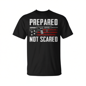 T-shirt promotionnel premium « Préparé, non effrayé, 2e amendement, pour les armes à feu » avec motif AR15 au dos - Product Image 2