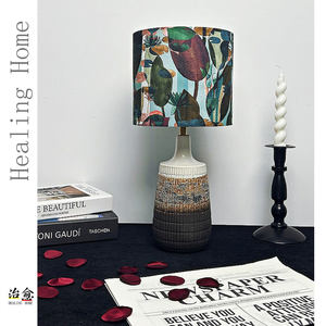 Table Lamp With Liberty Fabric E27 LED Bulb Base Switch Control Modern Simple Design Ambient <b>Lighting</b> Decor - Product Image 1