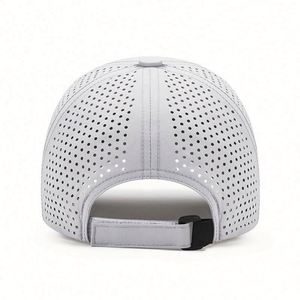 หมวกเบสบอลผู้ชายแบบ 6 แผง ตัดด้วยเลเซอร์ กันน้ำ แห้งเร็ว สำหรับกิจกรรมกลางแจ้ง พร้อมโลโก้ผู้ผลิต OEM - Product Image 5