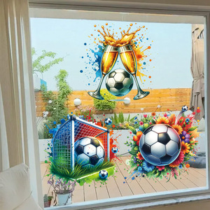 Autocollant de fenêtre amovible sur le thème du <span class=keywords><strong>football</strong></span>, coloré, motif <span class=keywords><strong>but</strong></span> de <span class=keywords><strong>football</strong></span>, décalcomanie florale pour fenêtre, décoration intérieure pour matchs de <span class=keywords><strong>football</strong></span> mondial, vente en gros - Product Image 2