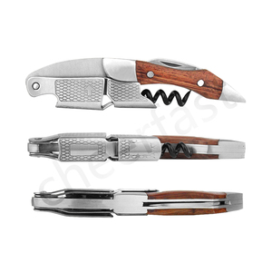 Ouvre-bouteille multifonction tout-en-un avec support de <span class=keywords><strong>tire</strong></span>-<span class=keywords><strong>bouchon</strong></span> à vin à double tête en acier et en bois de rose naturel avec logo personnalisable - Product Image 3