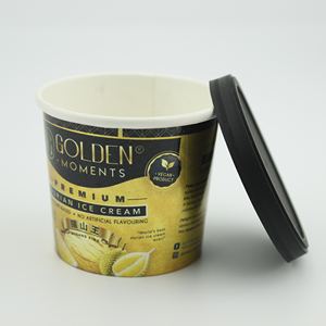 Coppette di Carta Dorate per <span class=keywords><strong>Gelato</strong></span> da 4oz, Monouso, per Alimenti, con Coperchio e Cucchiaio, Logo Personalizzato, Vernice PE - Product Image 4