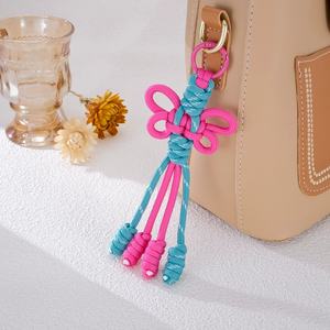 Customized Colorful Strap Braided Butterfly Bag Charms Women Fashion Summer Beach Holiday Accessories Girls Lucky Car <b>Key</b> <b>Chain</b> - Product Image 4