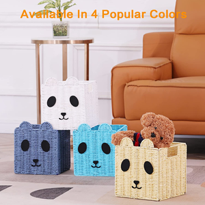 Panda Cube <strong>Dog</strong> Bins Stackable Children's <strong>Toy</strong> <strong>Hand</strong>-<strong>Woven</strong> Paper <strong>Rope</strong> Storage Baskets Foldable Storage With Built-in Handle - Product Image 5