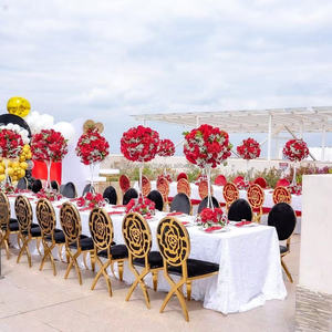 Wholesale Modern Wedding Furniture Stainless Steel Gold Rose Pattern Black Velvet Event Hotel <b>Chair</b> Party Use - Product Image 1