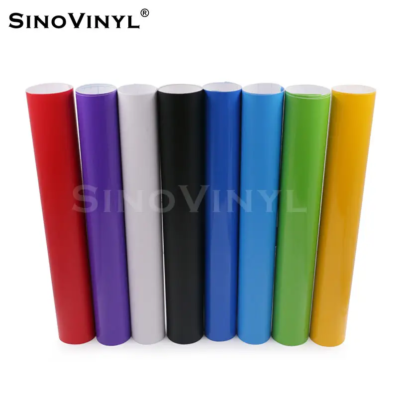 SINOVINYL muestra gratis vinilo colorido para máquina de plotter de corte 1, 22X50M rollo de vinilo de Color mate brillante