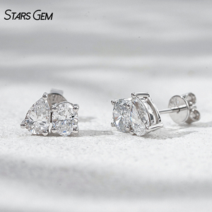 Boucles d'oreilles en diamant de laboratoire, or 10K, taille poire, 1,42 carats au total, couleur DEF, clarté VS, diamants cultivés en laboratoire - Product Image 5