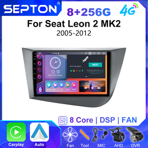 Reproductor Multimedia de Video para Coche con Android 13 Auto CarPlay para <span class=keywords><strong>Seat</strong></span> León 2 <span class=keywords><strong>MK2</strong></span> 2005-2012 con Navegación GPS y Mirror Link - Product Image 2