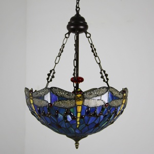 LongHuiJing Tiffany Style Stained Glass Dragonfly Table Adjustable Height LED 360 <b>Light</b> Middle Brass Finish Living Room 110-240V - Product Image 5
