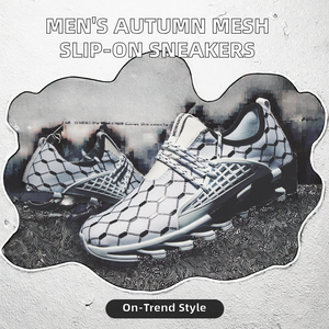 Chaussures de course pour hommes d'extérieur, tendance automne, lacets, maille, style slip-on, semelle en caoutchouc, style marche - Product Image 2