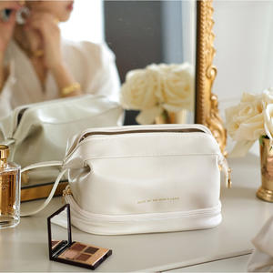 Sac cosmétique multifonction à double couche en PU, grande capacité, organiseur de maquillage, trousse de voyage - Product Image 3