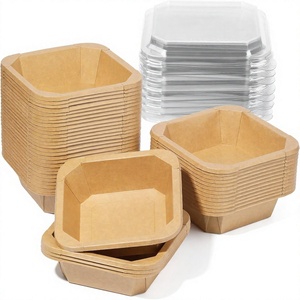 Boîte à salade en papier kraft, conteneur alimentaire jetable avec couvercle transparent, <span class=keywords><strong>plateau</strong></span> hexagonal pour desserts, pour restaurant, fête - Product Image 1