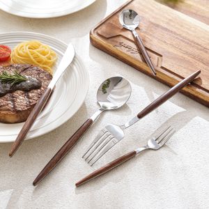 Juego de cubiertos de acero inoxidable vintage con mango de madera estilo portugués para restaurante, cuchillo y tenedor para carne - Product Image 6